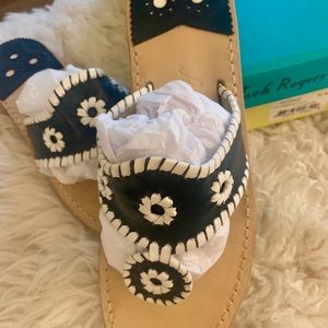 JACK ROGERS PALM BEACH NAVY/WHITE SANDALS